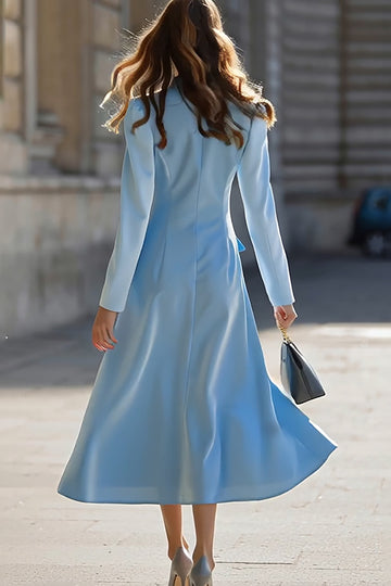 Sky Blue Peak Laplel Long Sleeve Midi Work Dress